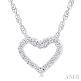 1/20 ctw Heart Shape Round Cut Diamond Pendant With Chain in 14K  White Gold